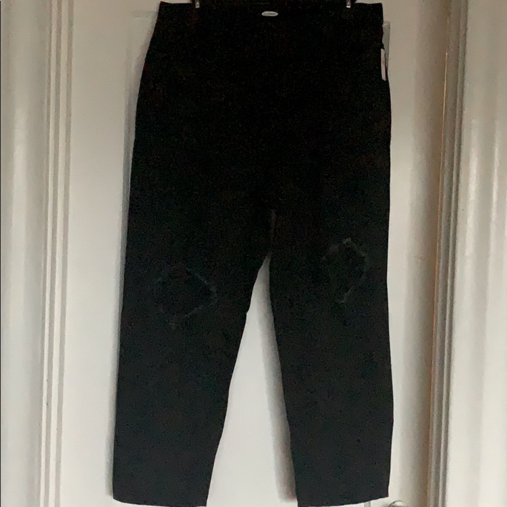 High wasted straight distressed plus size jeans